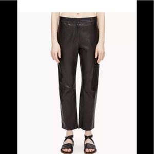 Theory thorelle black lambskin leather cargo pants